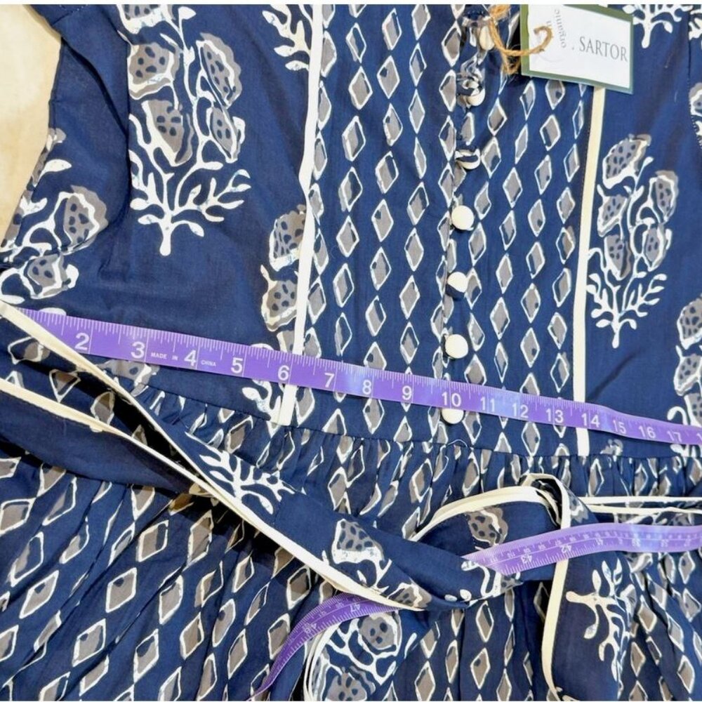 Sue Sartor Navy Printed Long Sleeve Tiered Dress - Picture 15 of 16